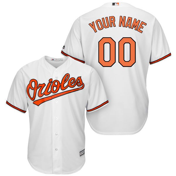 Men Baltimore Orioles Majestic White Home Cool Base Custom MLB Jersey->customized mlb jersey->Custom Jersey